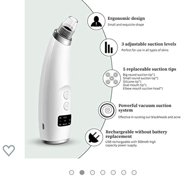 Facial Blackhead Remover Pore Vacuum -Pore Cleaner 5 Suction, Rechargeable - Picture 2 of 15